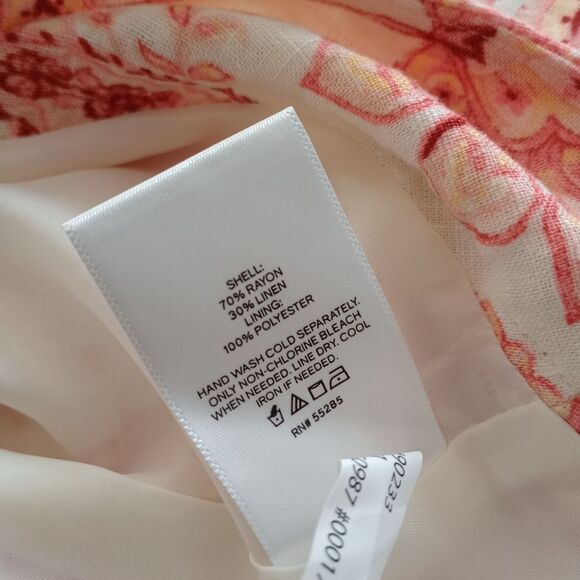 Express Ivory Pink Printed Linen Blend Skirt Size 4 - Picture 3 of 8
